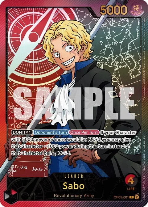 Sabo SP OP05-001 One Piece card from Extra Booster: Anime 25th Collection