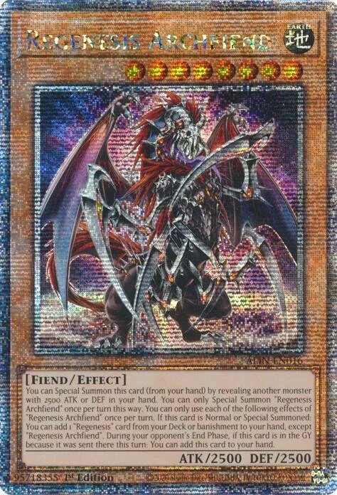 Regenesis Archfiend Quarter Century Secret Rare ALIN-EN016 Yu-Gi-Oh card from Alliance Insight