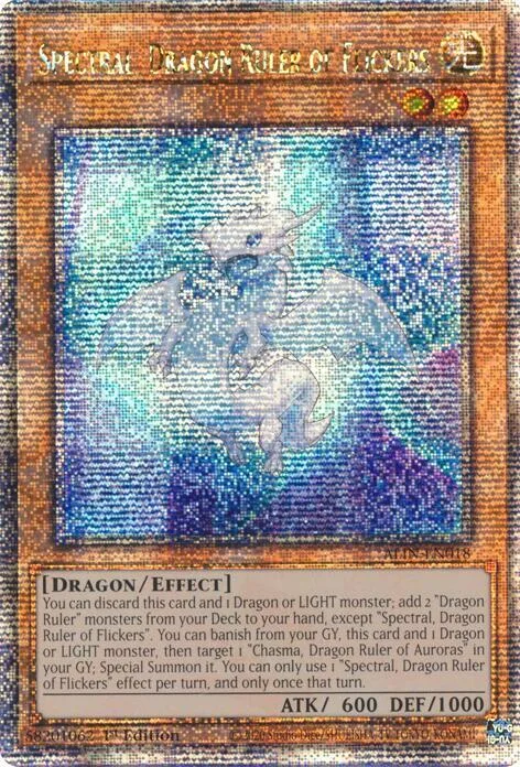 Spectral, Dragon Ruler of Flickers Quarter Century Secret Rare ALIN-EN018 Yu-Gi-Oh card from Alliance Insight
