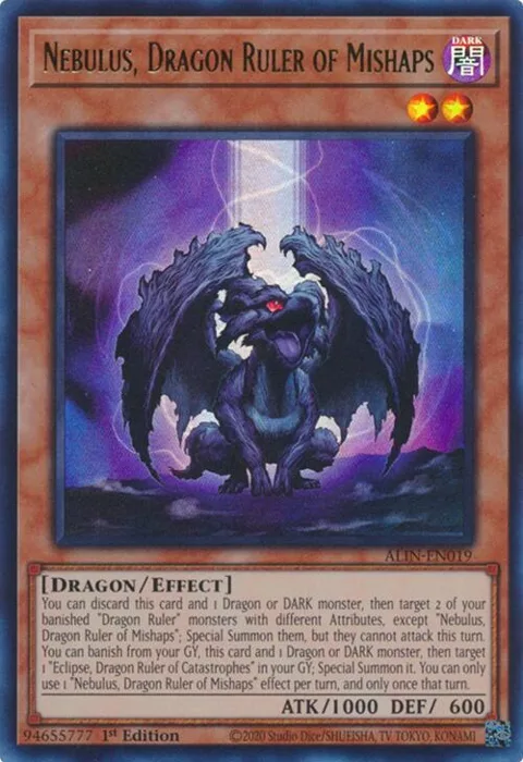 Nebulus, Dragon Ruler of Mishaps ALIN-EN019 Yu-Gi-Oh card from Alliance Insight
