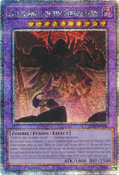 Fallen Angel of the Golden Land Quarter Century Secret Rare ALIN-EN036 Yu-Gi-Oh card from Alliance Insight