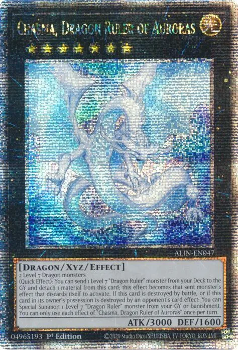 Chasma, Dragon Ruler of Auroras Quarter Century Secret Rare ALIN-EN047 Yu-Gi-Oh card from Alliance Insight