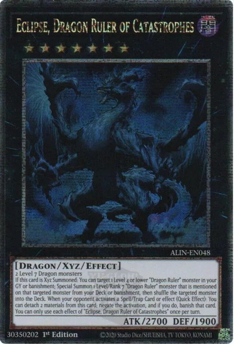 Eclipse, Dragon Ruler of Catastrophes Quarter Century Secret Rare ALIN-EN048 Yu-Gi-Oh card from Alliance Insight