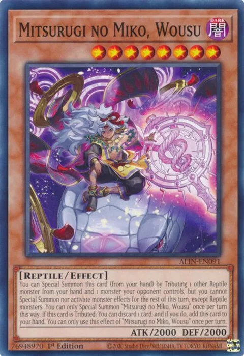 Mitsurugi no Miko, Wousu ALIN-EN091 Yu-Gi-Oh card from Alliance Insight
