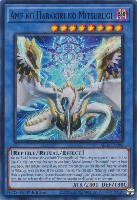 Ame no Habakiri no Mitsurugi ALIN-EN092 Yu-Gi-Oh card from Alliance Insight
