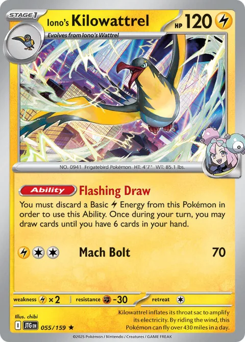 Iono's Kilowattrel #055/159 Pokémon card from Deck Exclusives
