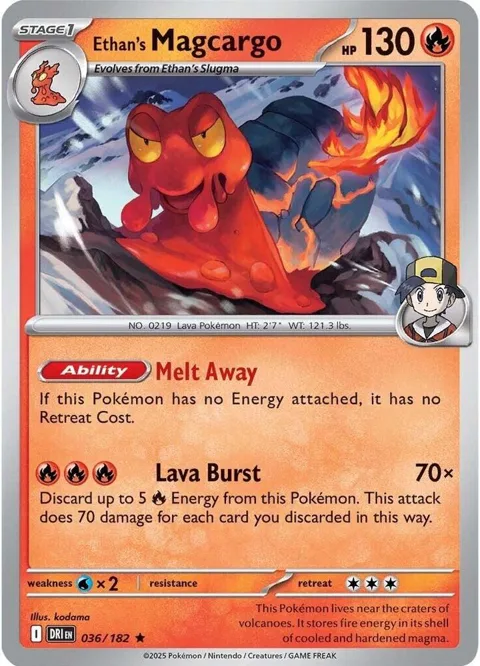 Ethan's Magcargo #036/182 Reverse Holofoil Pokémon card from Destined Rivals