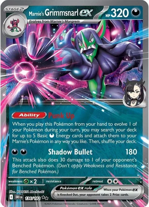 Marnie's Grimmsnarl ex #136/182 Holofoil Pokémon card from Destined Rivals