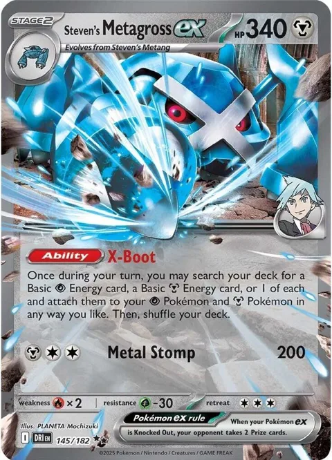 Steven's Metagross ex #145/182 Holofoil Pokémon card from Destined Rivals