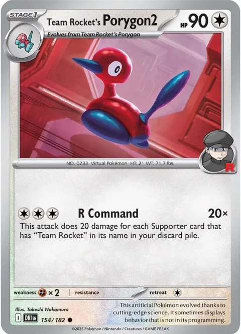 Team Rocket's Porygon2 #154/182 Reverse Holofoil Pokémon card from Destined Rivals