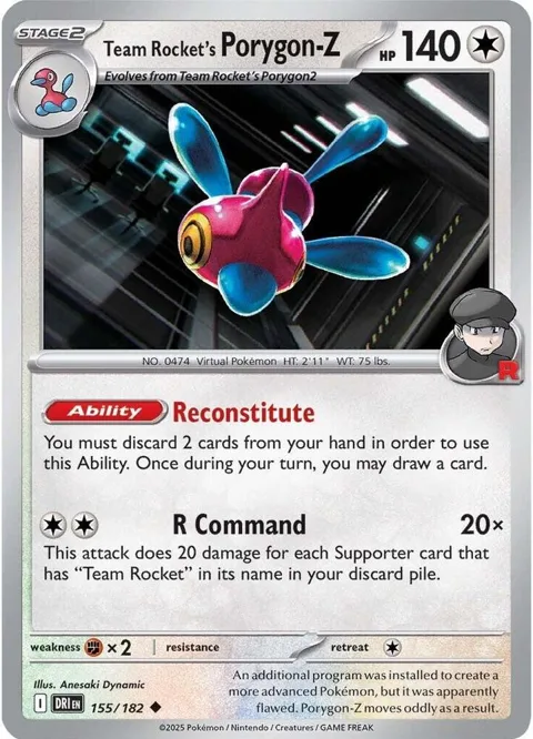 Team Rocket's Porygon-Z #155/182 Pokémon card from Destined Rivals