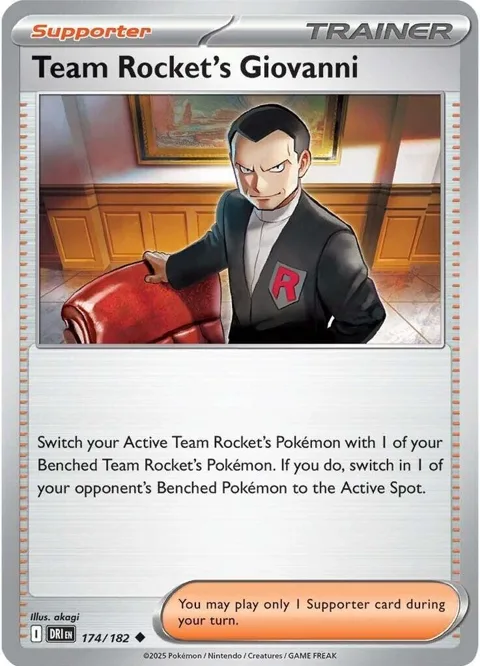 Team Rocket's Giovanni #174/182 Reverse Holofoil Pokémon card from Destined Rivals