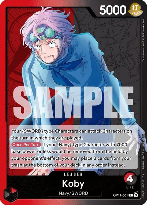 Koby OP11-001 One Piece card from A Fist of Divine Speed