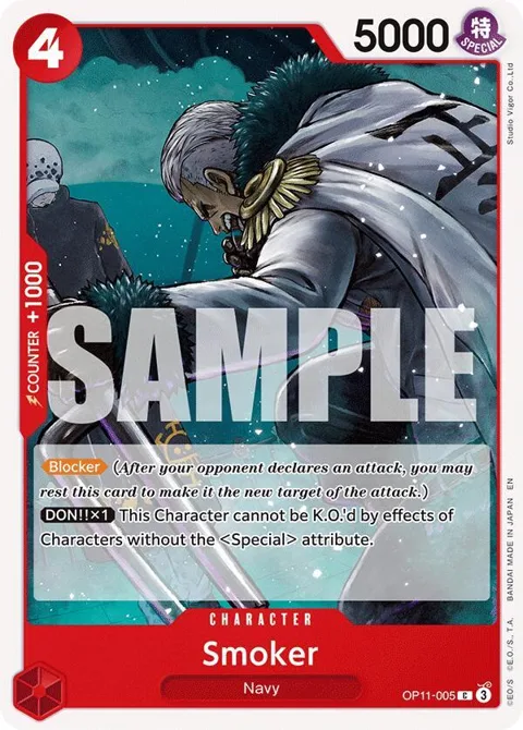 Smoker OP11-005 One Piece card from A Fist of Divine Speed