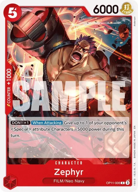 Zephyr OP11-006 One Piece card from A Fist of Divine Speed