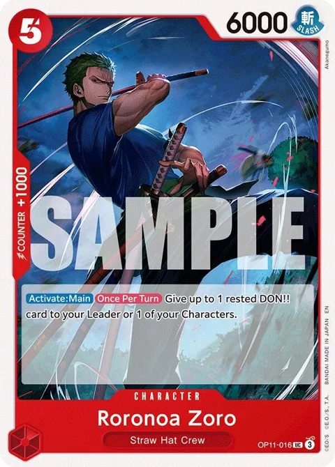 Roronoa Zoro OP11-016 One Piece card from A Fist of Divine Speed