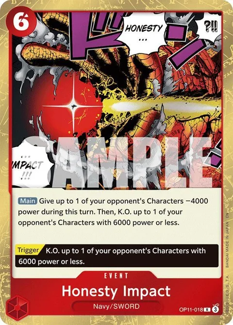 Honesty Impact OP11-018 One Piece card from A Fist of Divine Speed