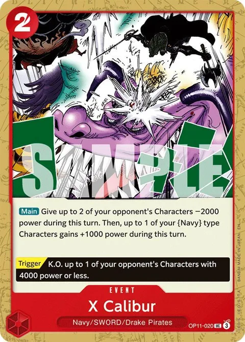 X Calibur OP11-020 One Piece card from A Fist of Divine Speed