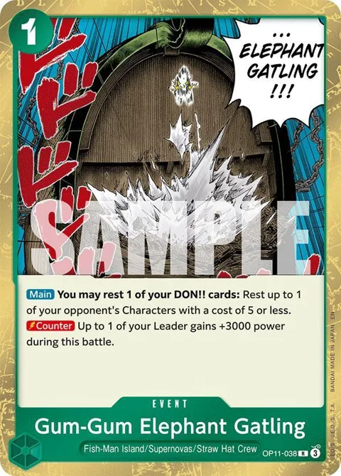 Gum-Gum Elephant Gatling OP11-038 One Piece card from A Fist of Divine Speed