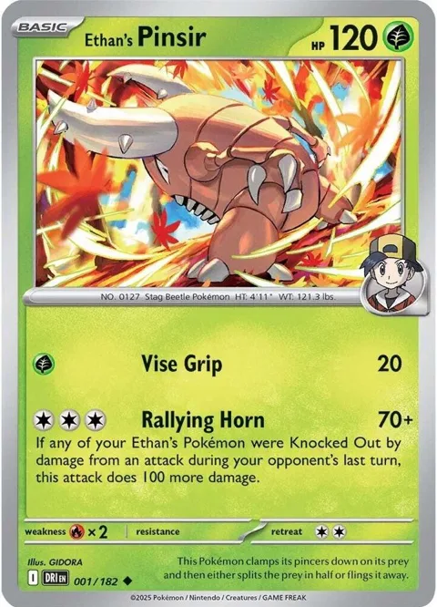 Ethan's Pinsir #001/182 Reverse Holofoil Pokémon card from Destined Rivals