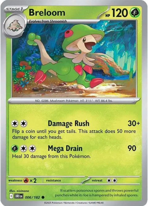 Breloom #006/182 Pokémon card from Destined Rivals