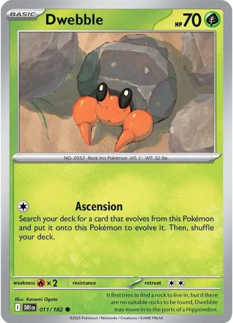 Dwebble #011/182 Reverse Holofoil Pokémon card from Destined Rivals
