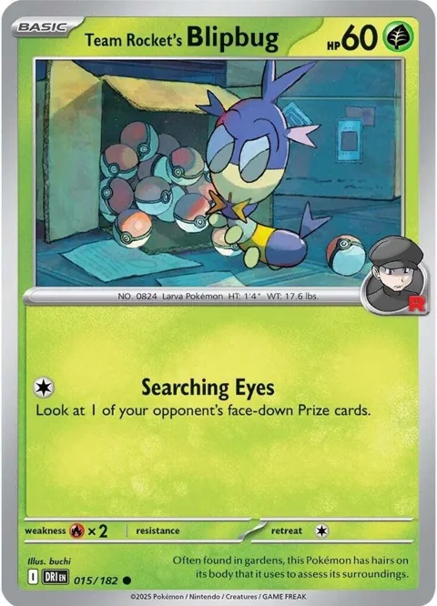 Team Rocket's Blipbug #015/182 Pokémon card from Destined Rivals