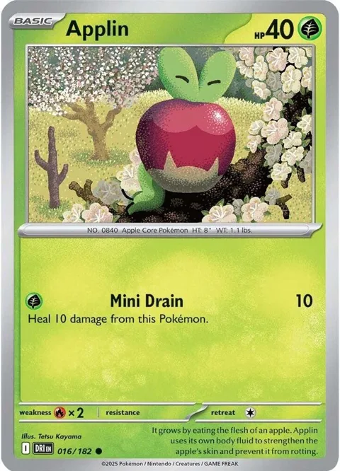 Applin #016/182 Reverse Holofoil Pokémon card from Destined Rivals