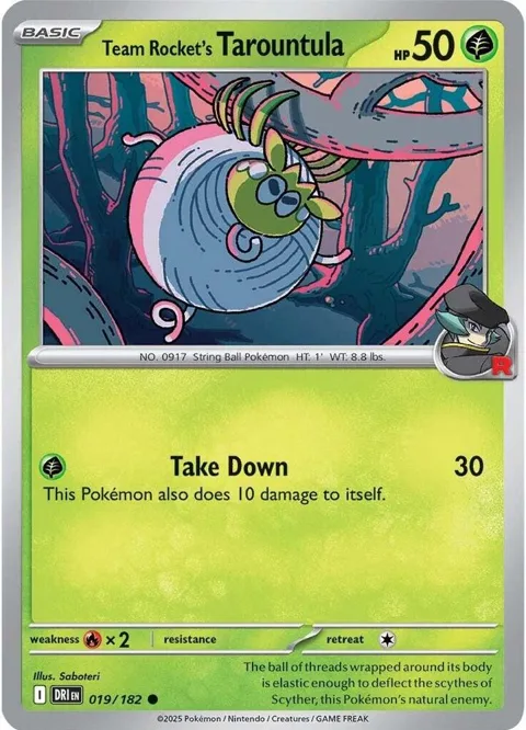 Team Rocket's Tarountula #019/182 Pokémon card from Destined Rivals