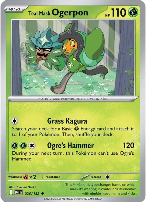 Teal Mask Ogerpon #026/182 Pokémon card from Destined Rivals
