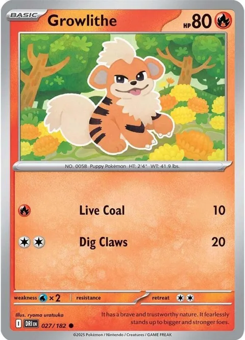 Growlithe #027/182 Reverse Holofoil Pokémon card from Destined Rivals