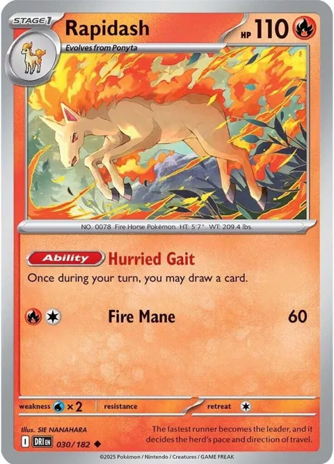 Rapidash #030/182 Pokémon card from Destined Rivals