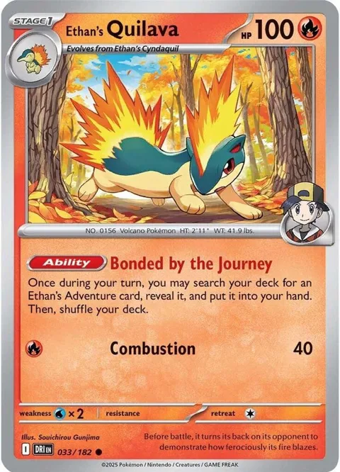 Ethan's Quilava #033/182 Reverse Holofoil Pokémon card from Destined Rivals