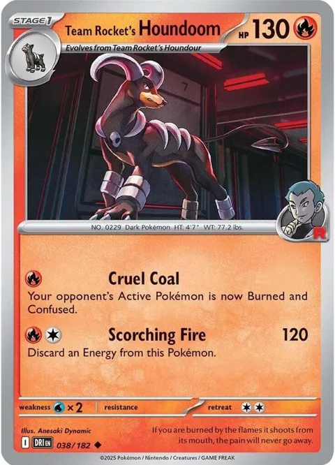 Team Rocket's Houndoom #038/182 Reverse Holofoil Pokémon card from Destined Rivals
