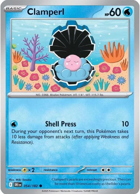 Clamperl #054/182 Pokémon card from Destined Rivals