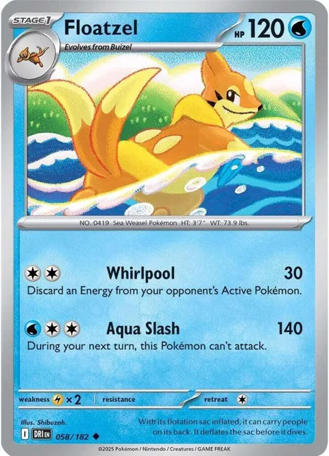Floatzel #058/182 Reverse Holofoil Pokémon card from Destined Rivals