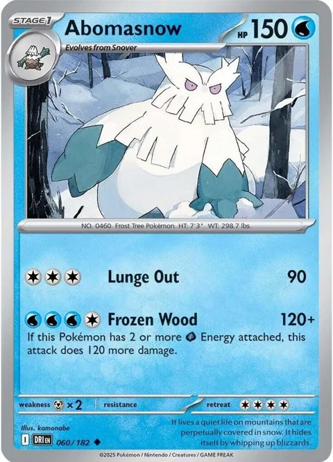 Abomasnow #060/182 Reverse Holofoil Pokémon card from Destined Rivals