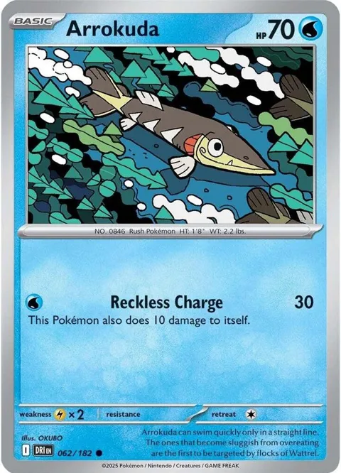 Arrokuda #062/182 Reverse Holofoil Pokémon card from Destined Rivals