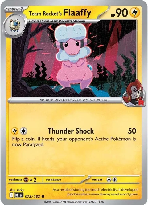 Team Rocket's Flaaffy #073/182 Reverse Holofoil Pokémon card from Destined Rivals