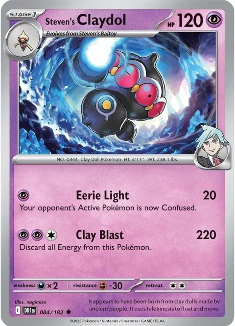 Steven's Claydol #084/182 Reverse Holofoil Pokémon card from Destined Rivals
