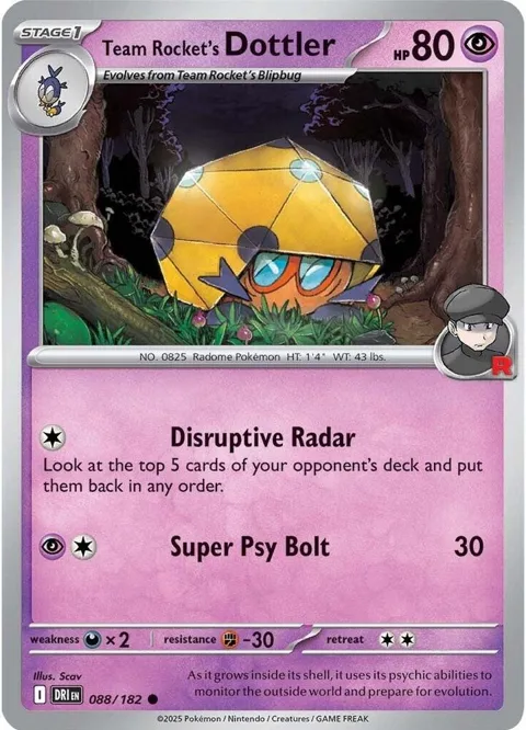 Team Rocket's Dottler #088/182 Pokémon card from Destined Rivals