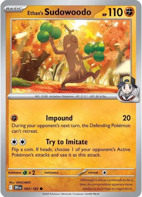 Ethan's Sudowoodo #093/182 Pokémon card from Destined Rivals