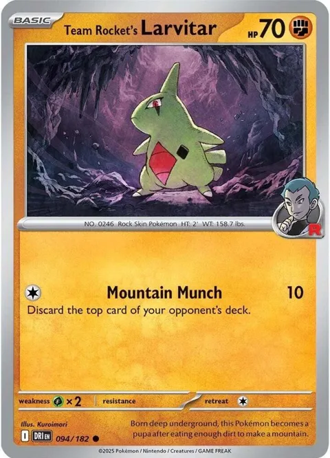 Team Rocket's Larvitar #094/182 Reverse Holofoil Pokémon card from Destined Rivals
