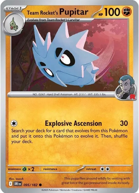 Team Rocket's Pupitar #095/182 Reverse Holofoil Pokémon card from Destined Rivals