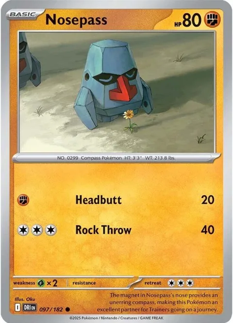 Nosepass #097/182 Pokémon card from Destined Rivals