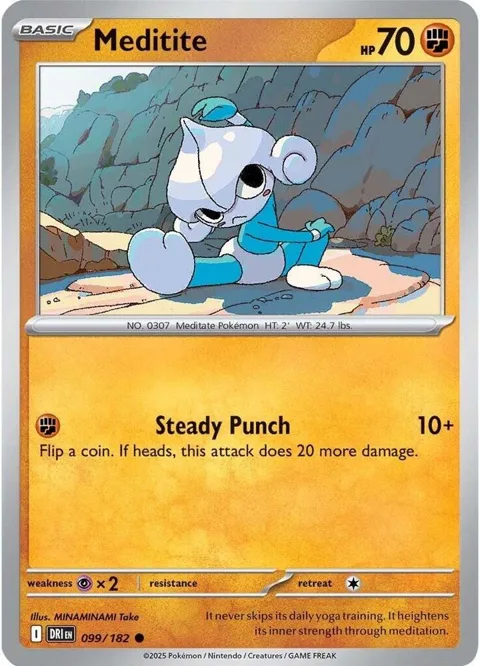Meditite #099/182 Reverse Holofoil Pokémon card from Destined Rivals