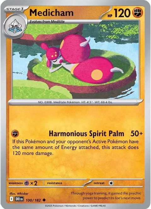 Medicham #100/182 Reverse Holofoil Pokémon card from Destined Rivals