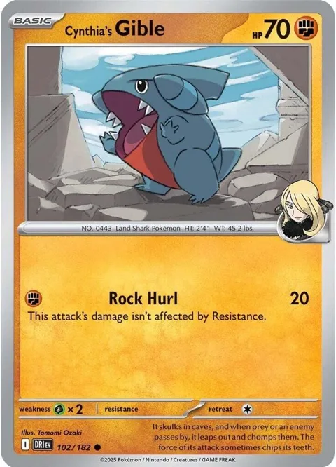 Cynthia's Gible #102/182 Pokémon card from Destined Rivals