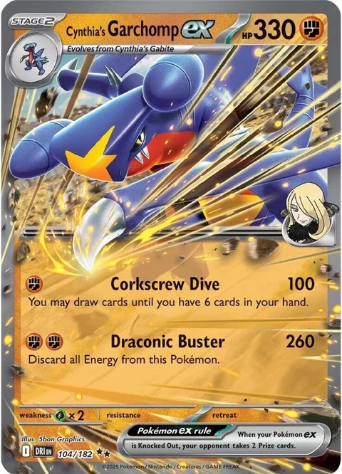 Cynthia's Garchomp ex #104/182 Holofoil Pokémon card from Destined Rivals