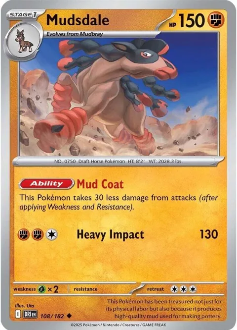 Mudsdale #108/182 Reverse Holofoil Pokémon card from Destined Rivals